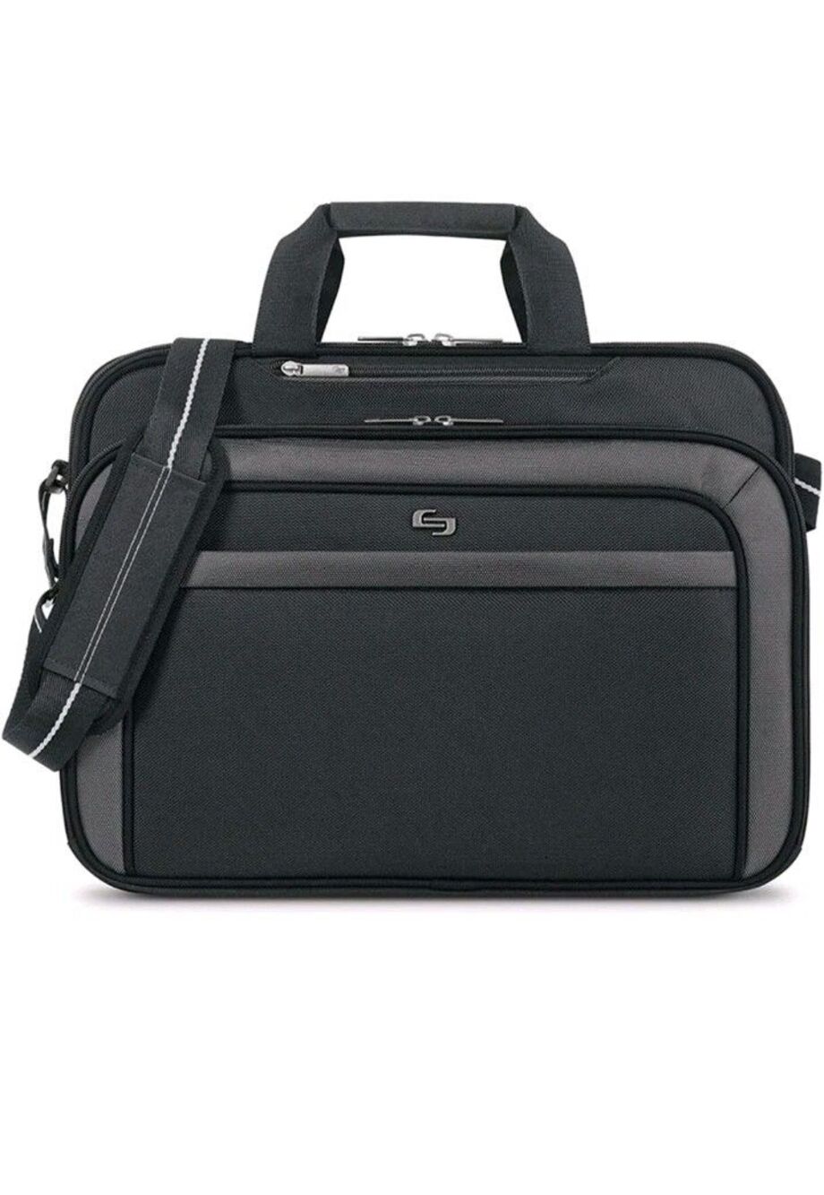Solo New York Empire 17.3-Inch Laptop Briefcase, TSA Friendly, Black/Grey
